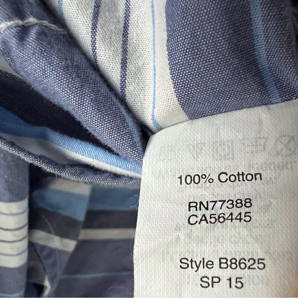 LAST CALL SALE! J Crew Men’s Large Blue White Stripe Button Down Collard Shirt - Picture 5 of 8